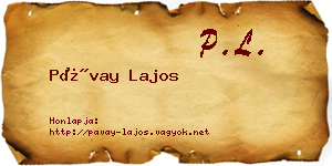 Pávay Lajos névjegykártya
